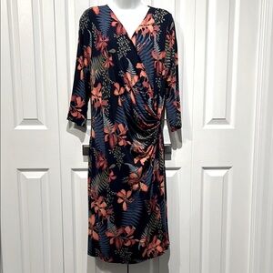 Tommy Bahama Floral Faux‎ Wrap V-Neck Dress Size L
